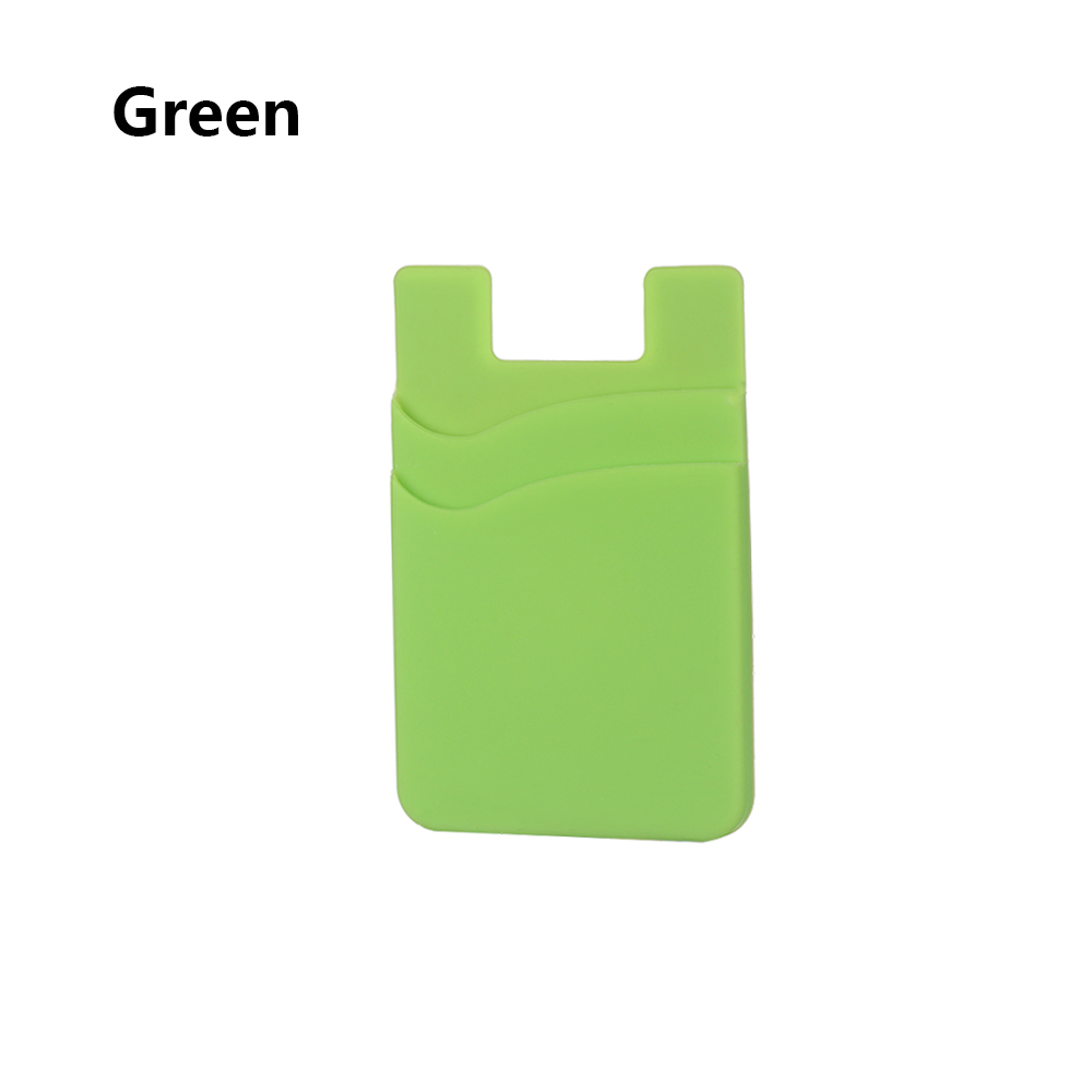 Adhesive Sticker Phone Pocket Cell Phone Stick On Card Wallet Stretchy Credit Cards ID Card Holder Pouch Sleeve: green