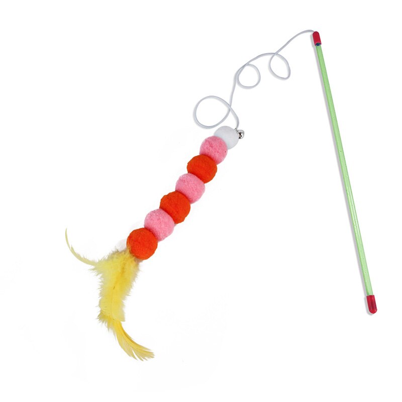 Juguete para gato y gatito, pluma suave de juguete interactivo y Cascabel, accesorios para gatos, divertido palo para gatos, 1 unidad: YELLOW