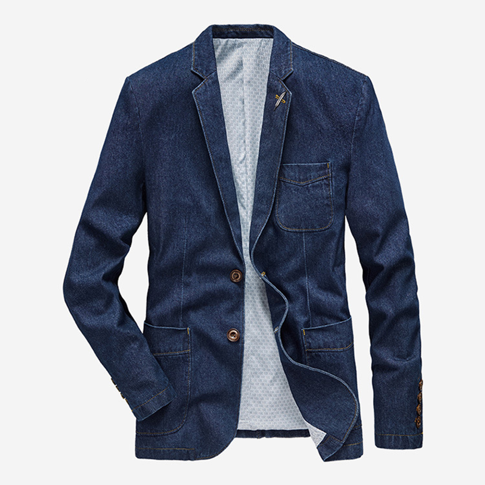 Mens Denim Blazer Men Vintage Suit Jacket Male Blue Coat Denim Jacket Men Slim Fit Jeans Blazers Outwear