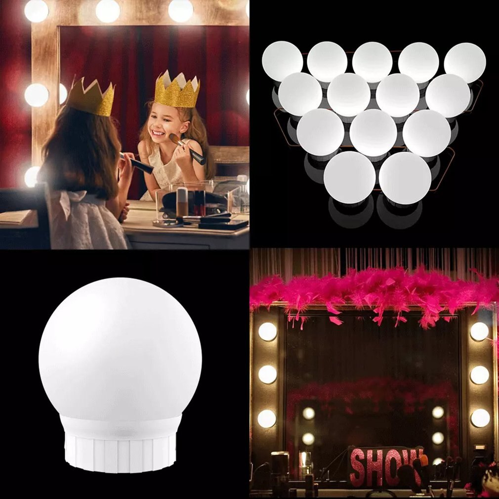 LED 12V Makeup Mirror Light Bulb Hollywood Vanity Lights Stepless Dimmable Wall Lamp 6 10 14Bulbs Kit for Dressing Table