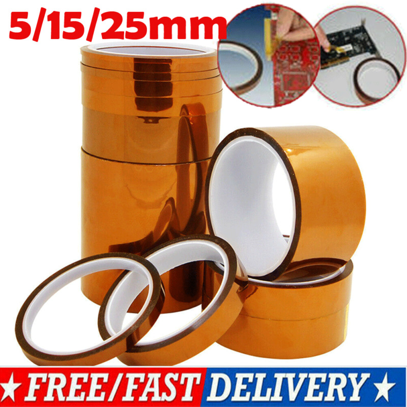 Gold Heat Resistant Tape 5/15/25mmX33m 100ft Kapton Adhesive Tapes BGA High Temperature Polyimide Gold for Electronic Industry