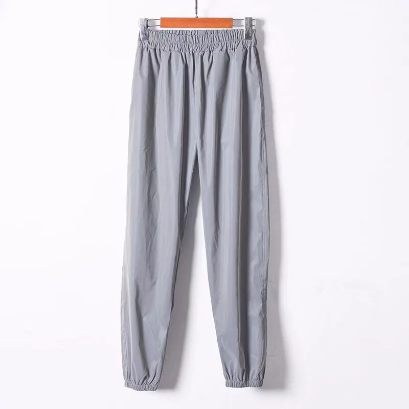 Reflektierende Jogger frauen jogginghose grau reflektierende hosen damen Punk Neon- hosen frauen hosen koreanischen Winter: S