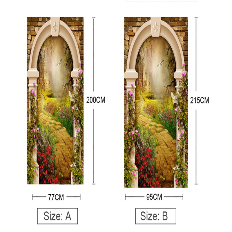 Retro Fantasy Castle Photo Wallpaper 3D Door Sticker PVC Waterproof Self-adhesive Wall Stickers Living Room Door Decor 3D Mural