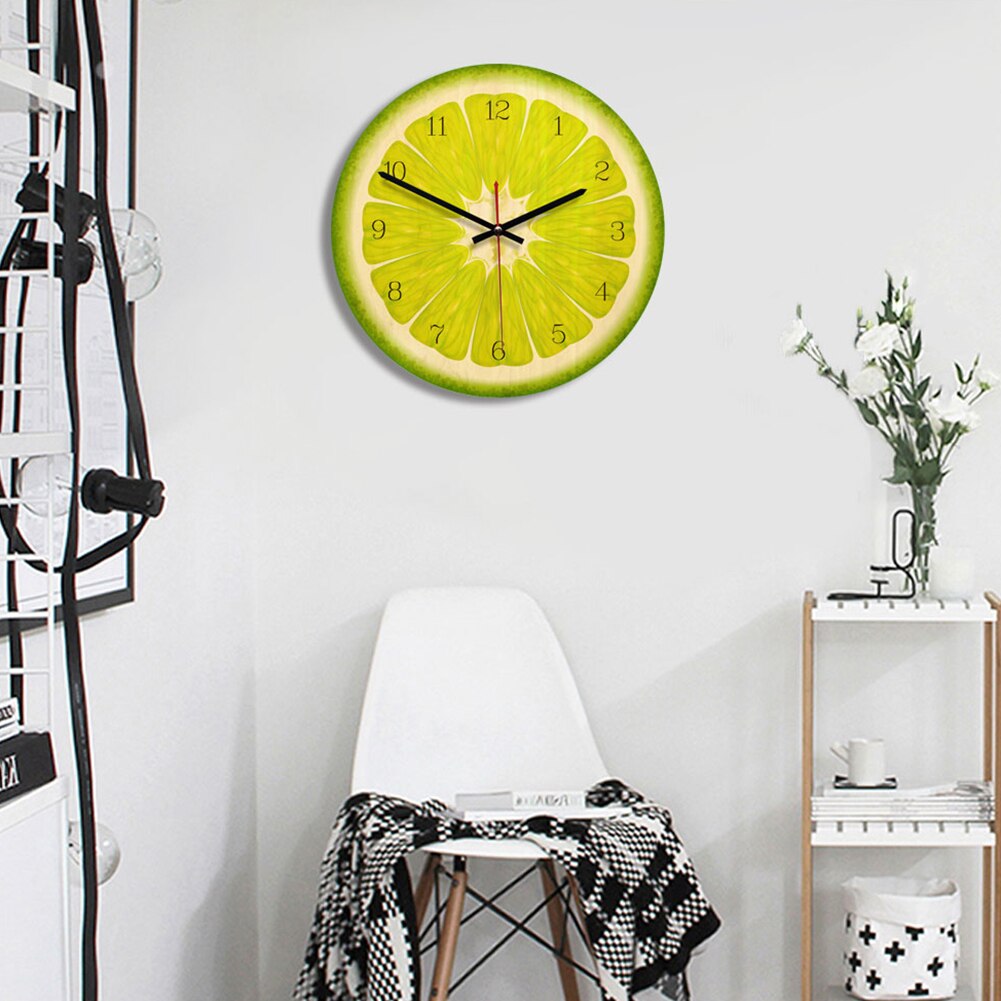Fruit Wall Clock Lime Modern Kitchen Clock Watch Home Decor Living Room Clock Tropical Fruit Wall Art Timepieces