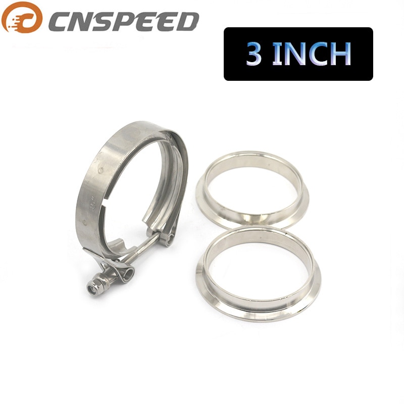 CNSPEED Upgraded 3"Auto Parts V-band Clamp kit for Turbo Exhaust Pipes Turbo Downpipe Exhaust Clamp V band with Two Flanges