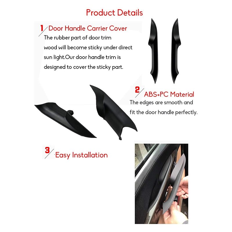 Door Pull Handle Covers Left Rear and Right Rear Door Handle Carrier Trim Cover Kit for BMW 7 Series