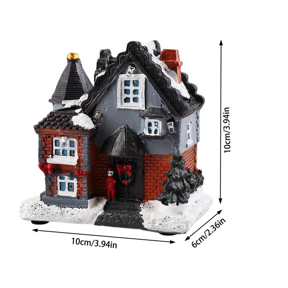 Christmas Snow House Led Light Christmas Decoration for Home Year Kids Resin Christmas Scene Village: 8