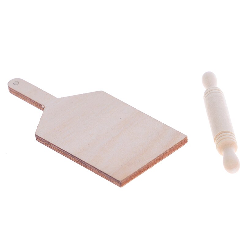 1Set 1:12 Poppenhuisminiaturen Keuken Snijplank Rolling Pin Set Accessoires Speelgoed