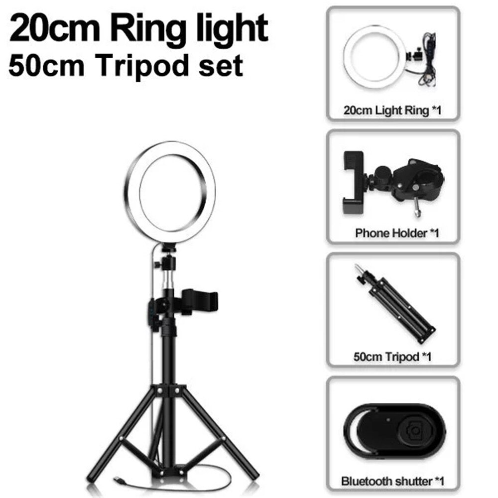 Pavimento Photo Studio Selfie Anello di Luce A LED con Supporto Del Telefono Mobile per Youtube Streaming In Diretta di Trucco In Diretta Supporto Mobile Treppiedi: 20light-50tripod