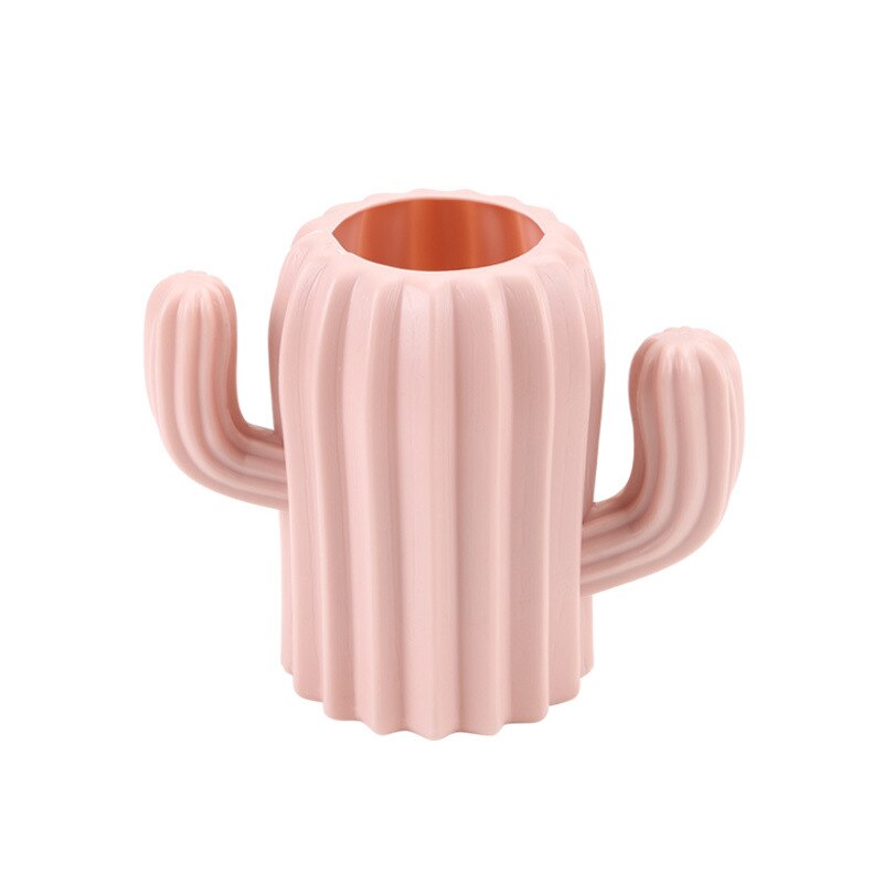 Maskeboks multifunktions opbevaringsboks penneholder brevpapiræske makeup barsh holder kosmetisk arrangør kaktus skrivebord: Penneholder pink
