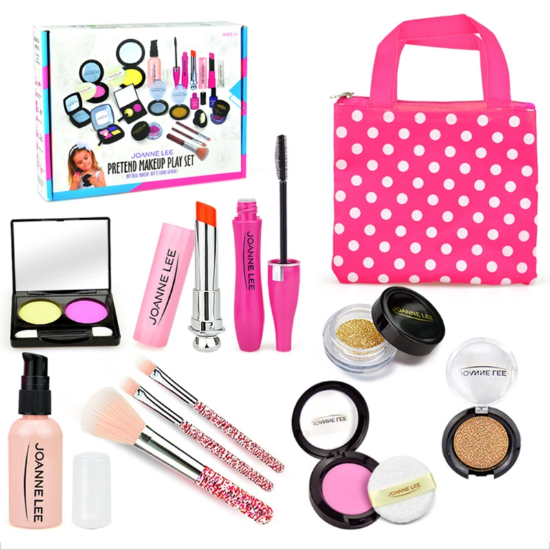 Girls Make Up Toy Set Pretend Play Princess Pink Makeup Beauty Safety Non-toxic Kit Toys for Girls Dressing Cosmetic Travel GXMB: B