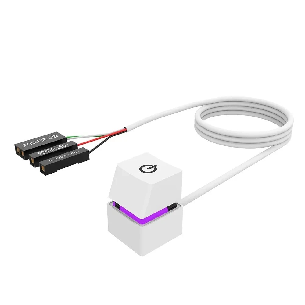 Computadora de escritorio externa, interruptor de botón de encendido, llave mecánica con Cable de 2M, 7 LED, encendido y apagado para el hogar, oficina, Internet y cafetería: Naranja