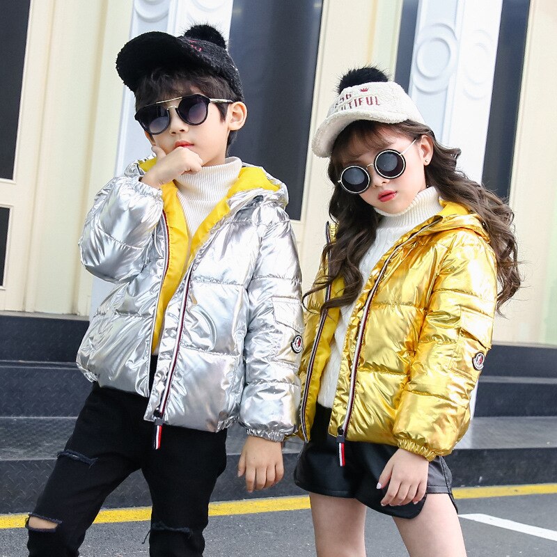Kinderen Winter Down Jassen Voor Meisjes Kinderen Meisje Zilver Goud Jongens Casual Hooded Bovenkleding & Jas Tiener Parka Kids kleding