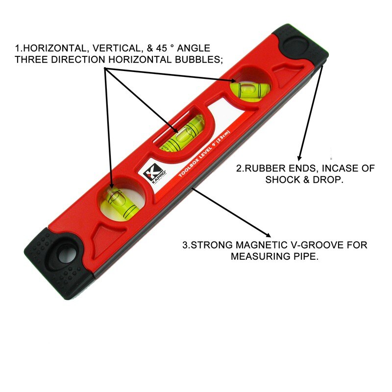 KAPRO Toolbox Magnetic Torpedo ruler Micro-precision Mini portable level water level indicator