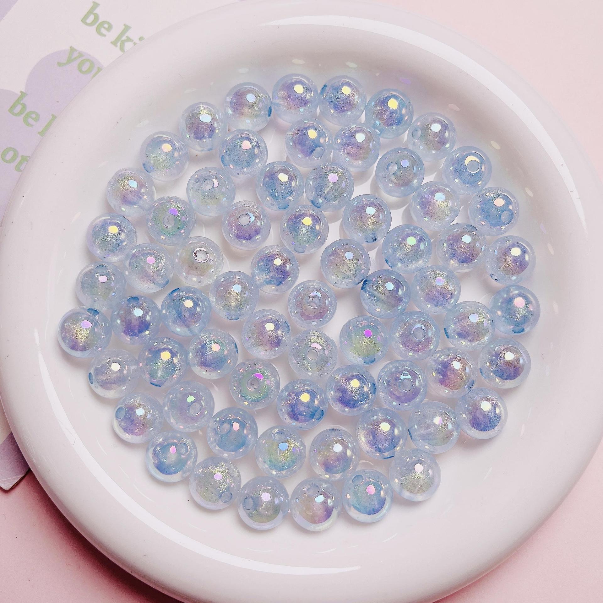 10 Uds. De cuentas acrílicas de colores AB con purpurina transparente de DIY para pulsera, collar, fabricación de ideas de joyería: Negro / 16 mm