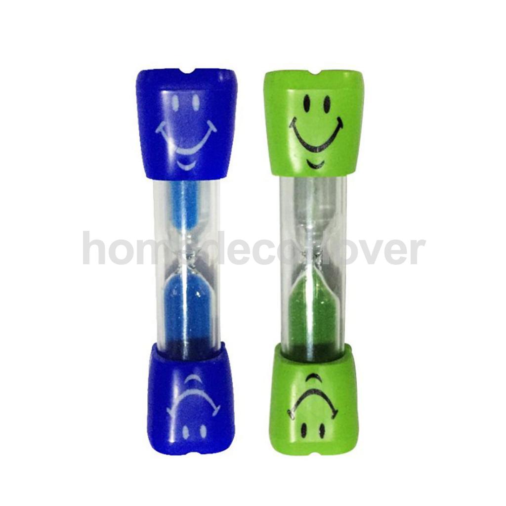 2 uds. Reloj de arena de 3 minutos, reloj con temporizador, reloj de arena artesanal, reloj con temporizador, , decoración en miniatura para el hogar:  Blue  Green 