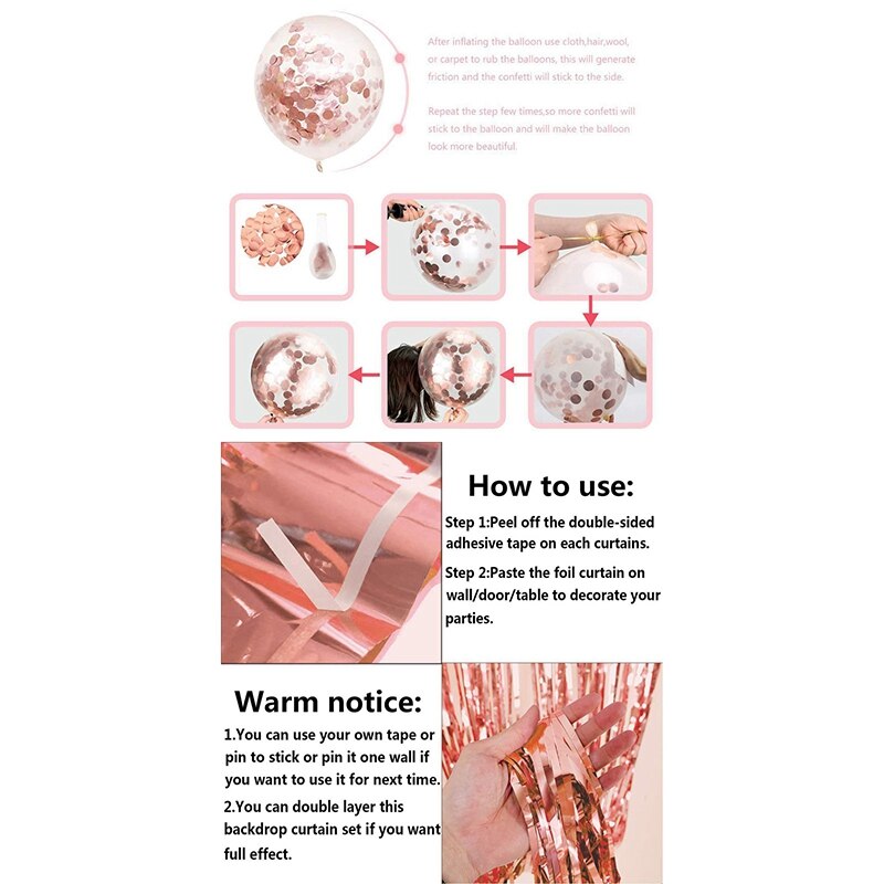 28Pcs Rose Gold Birthday Decoration Set Letter Happy Birthday Balloon Rain Silk Curtain Birthday Party Decor Balloon