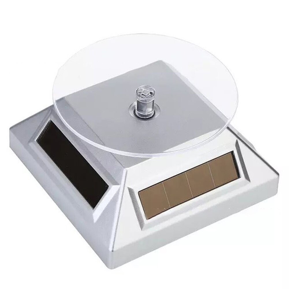 360 Degree Electric Rotating Turntable Display Stand for Video Photography Props Solar Power Display Turntable: silver