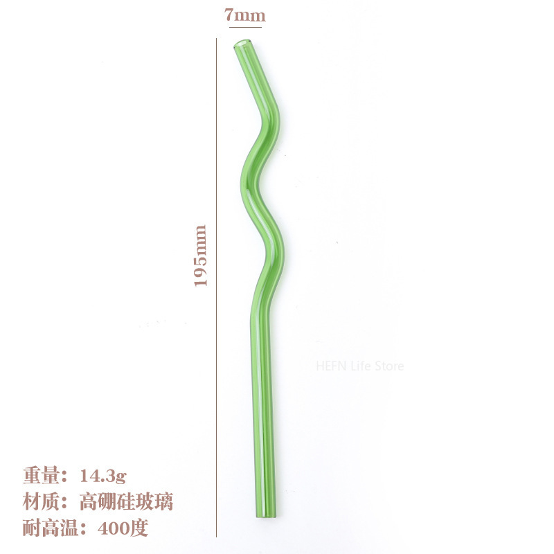 Falista kolorowa przezroczysta słomka robić picia słomka ze szkła borokrzemianowego szklana rurka upominki na przyjęcie barowe szklane słomki wielokrotnego użytku: Jasne