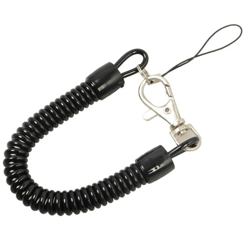 10Pcs Schwarz Spule Quellen Keychain Handy Snap Haken Halter Versenkbare Spule Schnur Schlüssel Kette Halter mit Karabiner