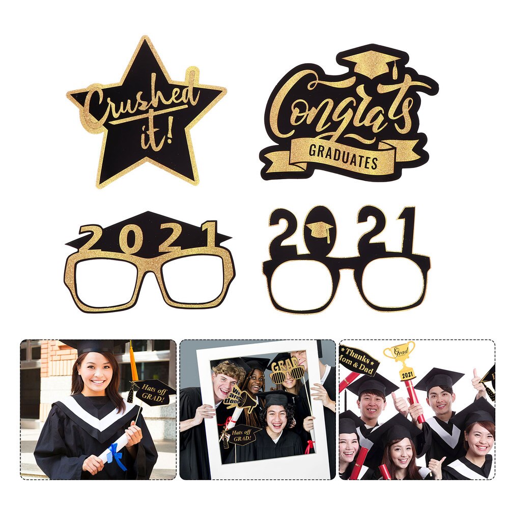 20pcs Graduation Party Photo Props Party Favors Glitter Photography Accessories: Default Title