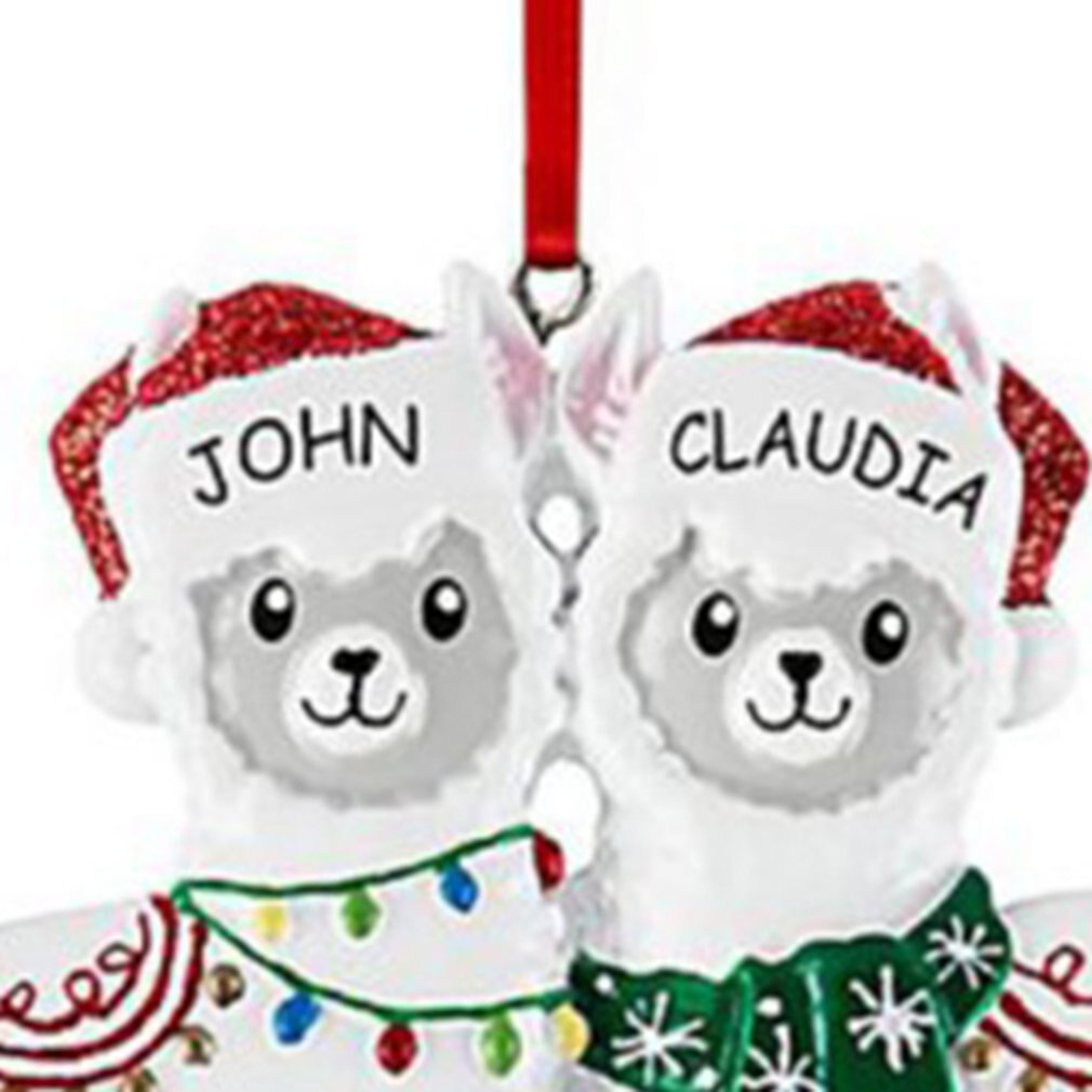 Schattige alpaca-familie kerstboomhanger diy naam pvc kerstboomhanger kerstversiering