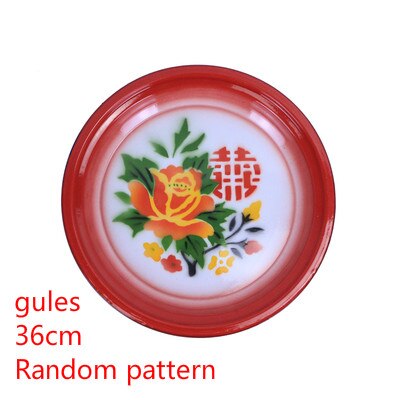 Gammeldags nostalgisk emaljeskive, emaljeret te plade, emalje frugtplade, kinesisk stil.: Rød -36cm