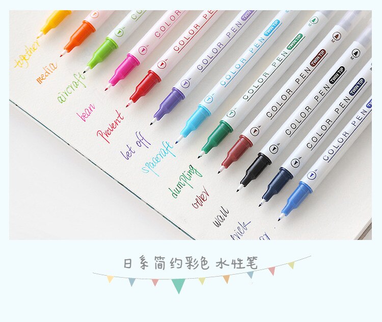 12/24 pcs Fine Line Drawing Pen For Manga Cartoon Advertising Water Color Gel Pens Stationery Office School Supplies