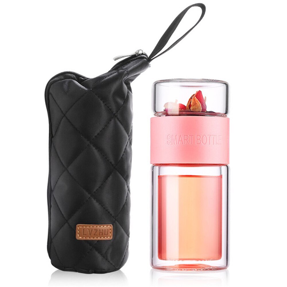 200ml glass vannflaske med posere høy borosilikat dobbelt te vannflaske infusjonstumbler drinkware smarte flasker te filter: G314633