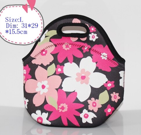 lancheira thermo thermal insulated neoprene lunch bag for women lunchbags tote with zipper cooler lunch box insulation bag LB39P: 16 Flower