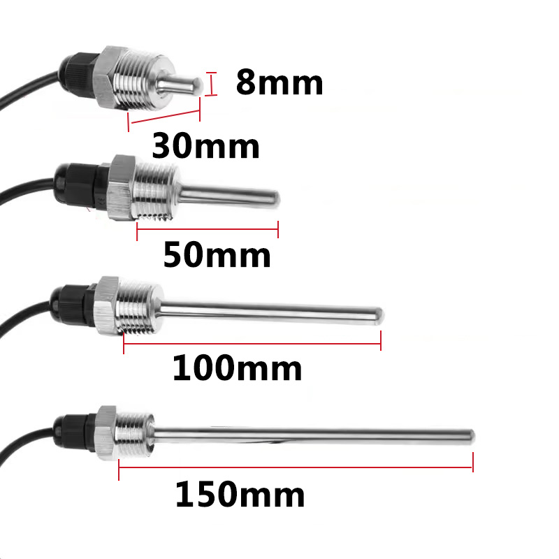 Capteur de température PT1000, Pt100, boîtier SUS304, résistance au platine, sonde filetée BSP G1/2 ", tuyau aveugle solaire spécifique, réservoir d'eau