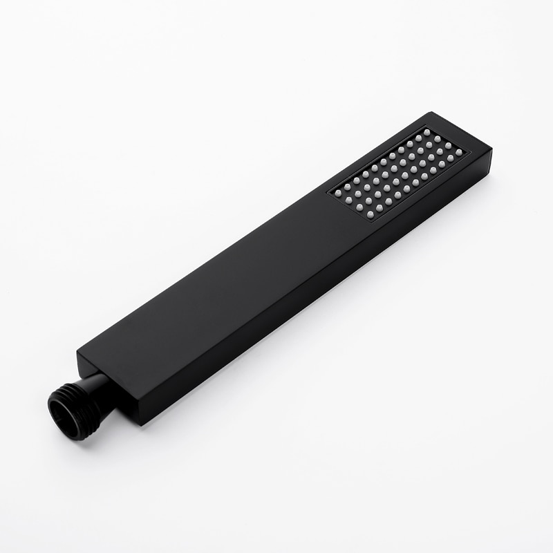 Matte Black Solid Brass Square Hand Shower Head Single Function Brass Handheld Bathroom Shower Set