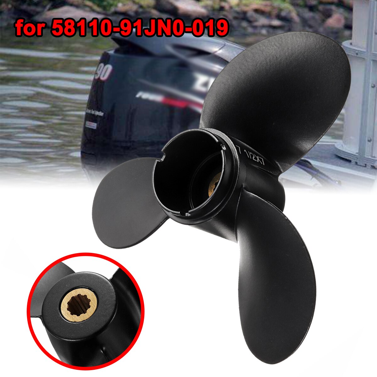 4-6HP 3 cuchillas R rotación 7 1/2x7 hélice de barco 58110-91JN0-019 para Suzuki fuera de borda Motor de aleación de aluminio 10 puntas