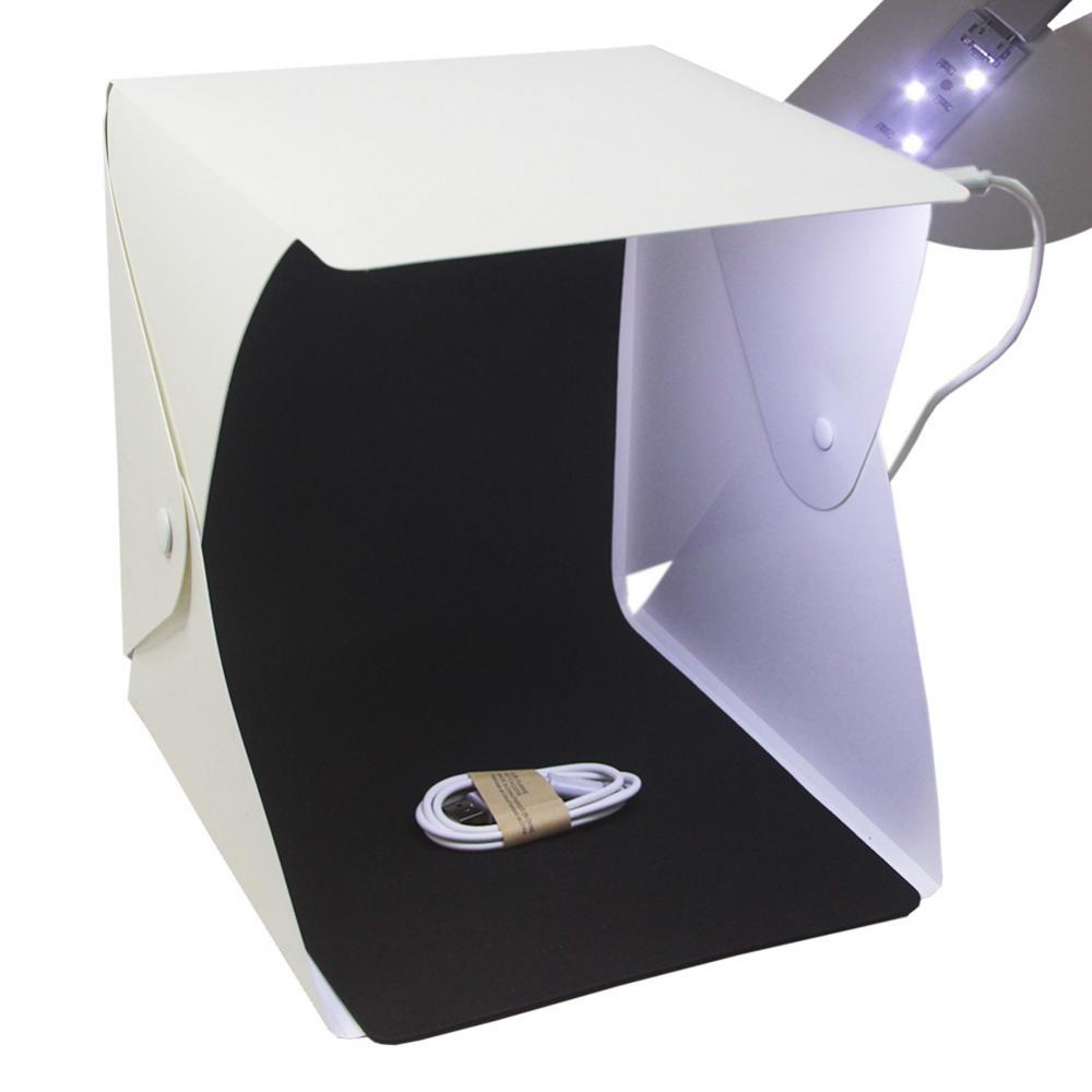 Portable Foldable LED Photo Studio Shooting Photography Light Box Tent Softbox + Black White Backdrops for Professionals