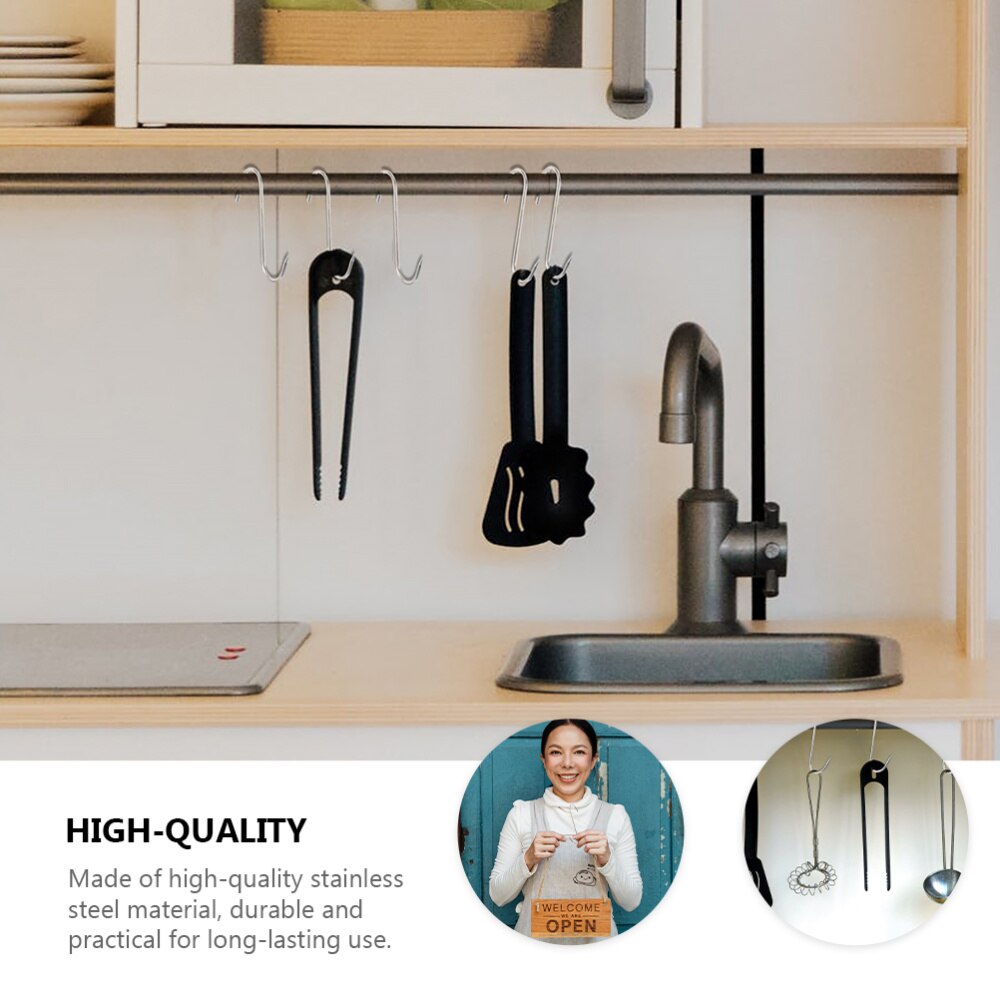 10Pcs Meat Hooks Stainless Steel Wall Hooks S-Shaped Hooks Kitchen Gadget