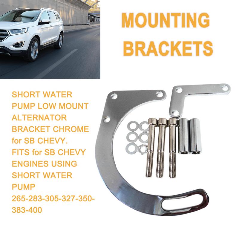 thumbnail image 2 of Mr. Gasket Chrome Header Mount Alternator Bracket Kit – Short Water Pump – Small Block Chevy 2 of 2