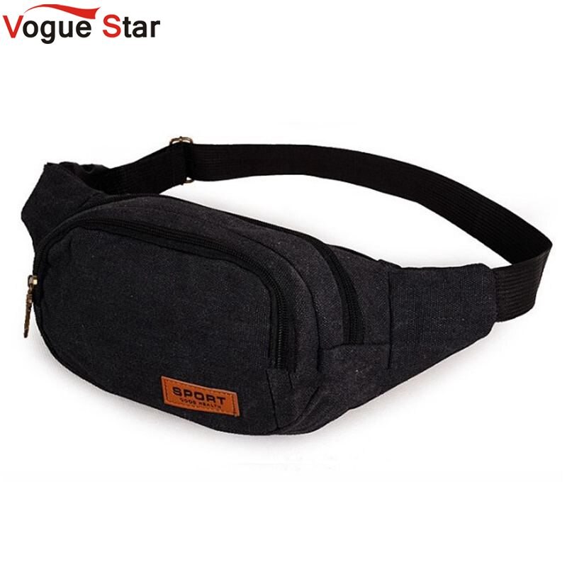 Vogue Star -Selling Multifunctionele Casual Canvas Taille Pack Organizer Tas Voor Mannen Taille Zakken LA106: Black