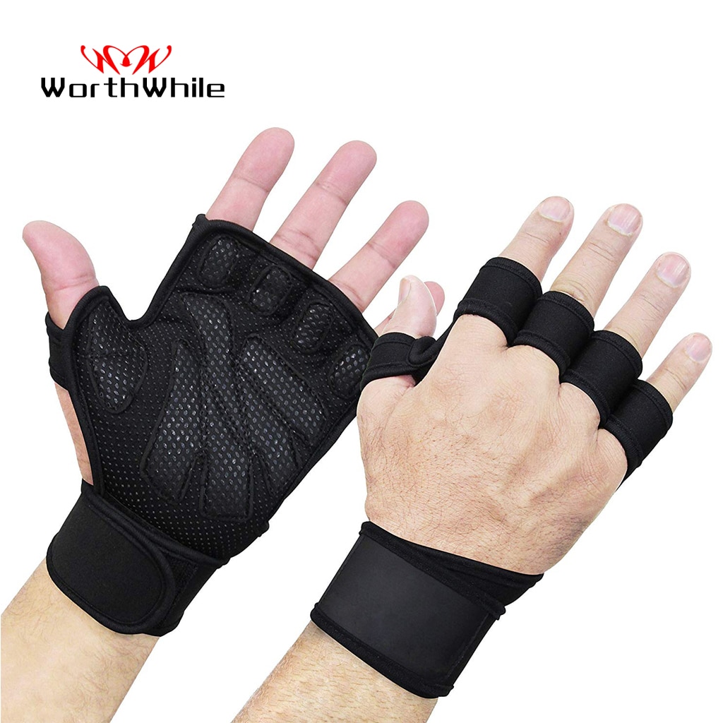 indenlandske Net Investere Værd halv finger gym fitness handsker håndflade beskytter med håndled wrap  wrap crossfit træning magt vægtløftning – Grandado