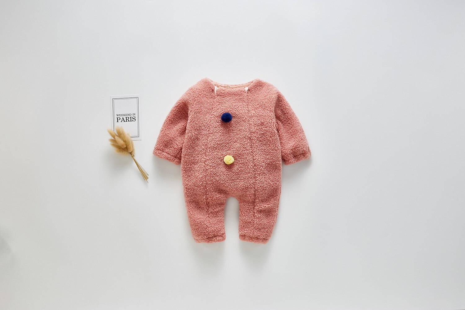 Pelele para bebé, chaqueta cálida de lana, monos gruesos de bola de colores, para invierno,: Rosa / 3M