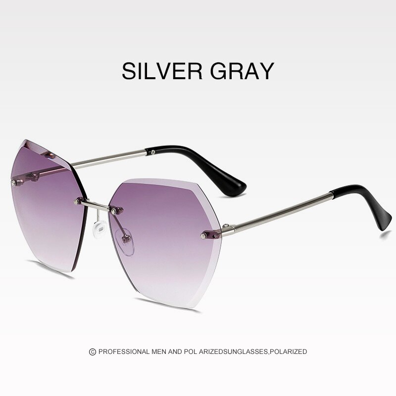 Gafas de sol de sin marco para mujer, gafas poligonales recortadas de de sin montura, Gafas de Metal cuadradas con degradado océano UV400: Color 03