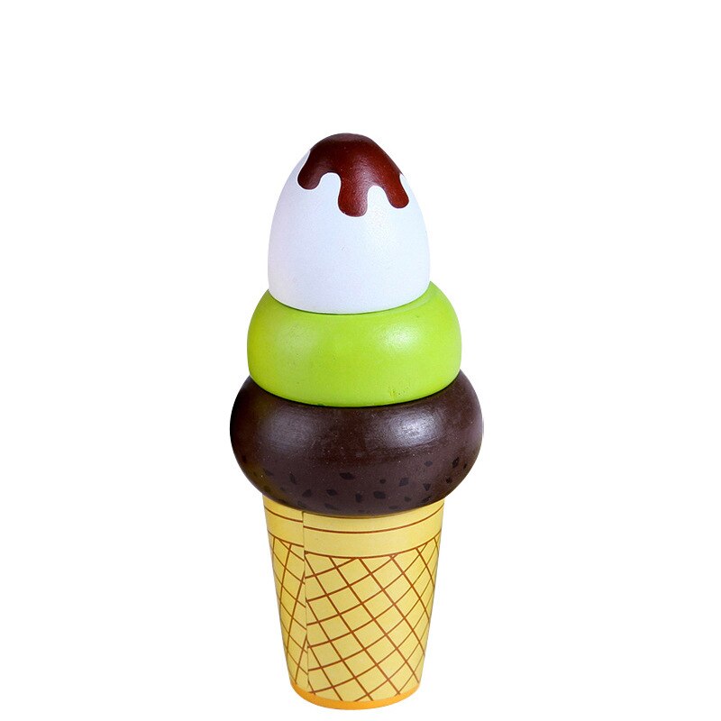 Wooden Ice Cream Pretend Play Food Kitchen Toys Educational Children Wooden Imitation Game for Kids Preschool Learn Montessori: Yellow