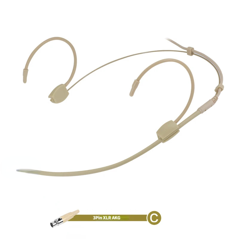 Opaska na głowę z mikrofonem do zestawu słuchawkowego Sennheiser Shure AKG MiPro Audio Technica 4Pin 3Pin TA4F 3.5mm Lock: SZARY