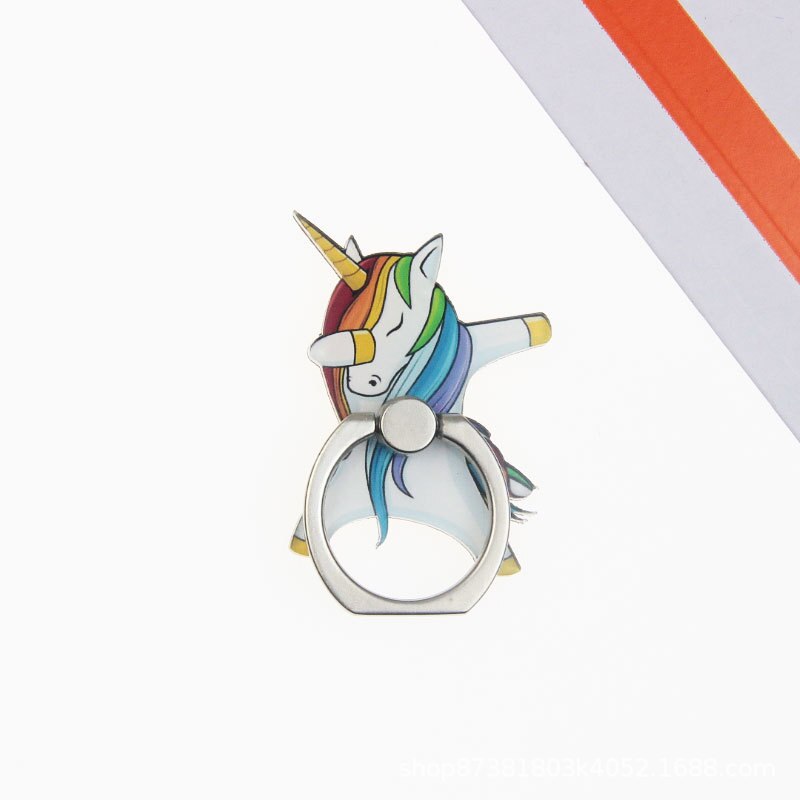 Acryl Karikatur Einhorn praktisch Ständer Halfter Einhorn Finger Ring Handy, Mobiltelefon Smartphone Halfter Stehen Für IPhone Huawei Alle Telefon