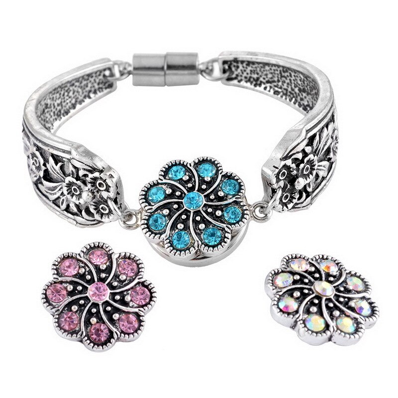 schönheit 3 stücke gemischt farbe blumen 18MM schnappen tasten passen schnappen Armbinde schnappen schmuck PL0121