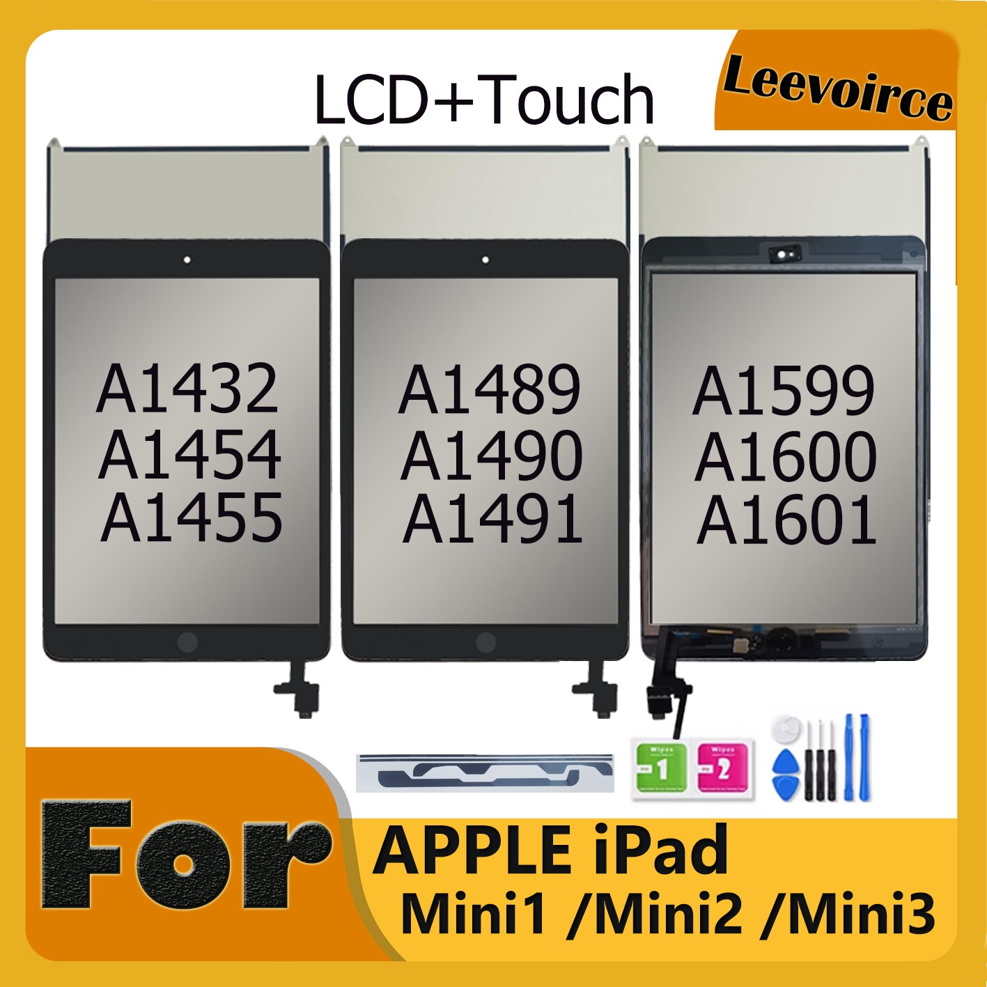 LCD and Touch Screen Display Tested For APPLE iPad Mini1 Mini2 Mini3 A1432 A1454 A1455 A1489 A1490 A1491 A1600 A1601 Mini 1 2 3