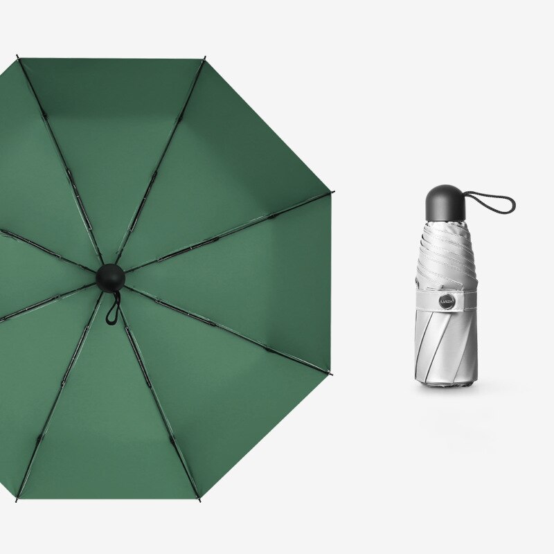 Colorful Mini Sun Umbrella Titanium Silver Coating UV Parasol Umbrellas Rain Women 8k Windproof Ultralight Small Clear Umbrella: Green