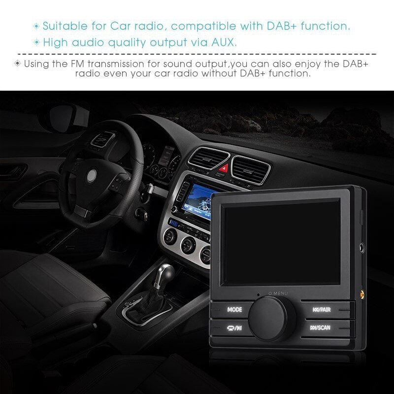 DAB 003 DAB + Boxed Digital Radio Antenna Tuner FM Transmission 3.0 Inch Display with Bluetooth, for Car Radio