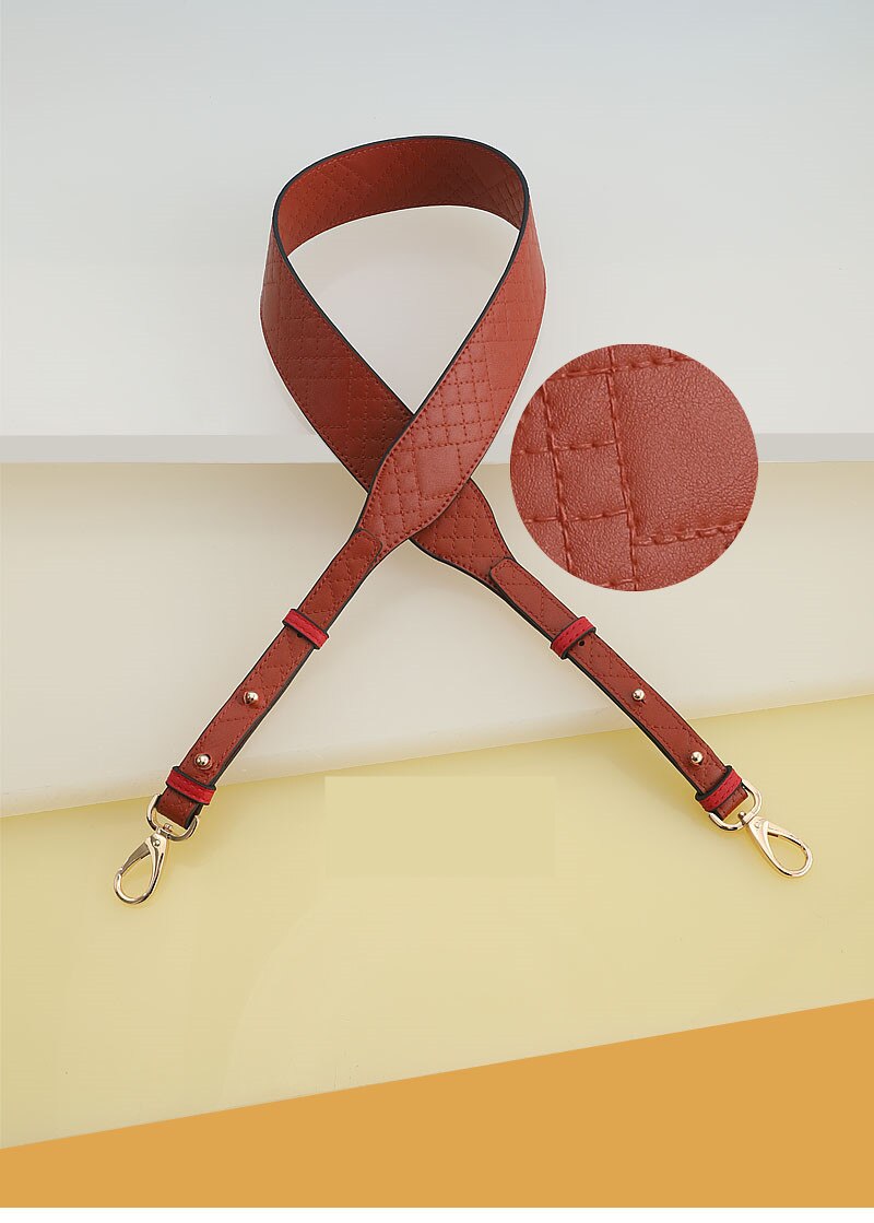 Mærke vævemønster justerbar taske bred rem kvinders læder skulder crossbody rem taske tilbehør: Rombe brun