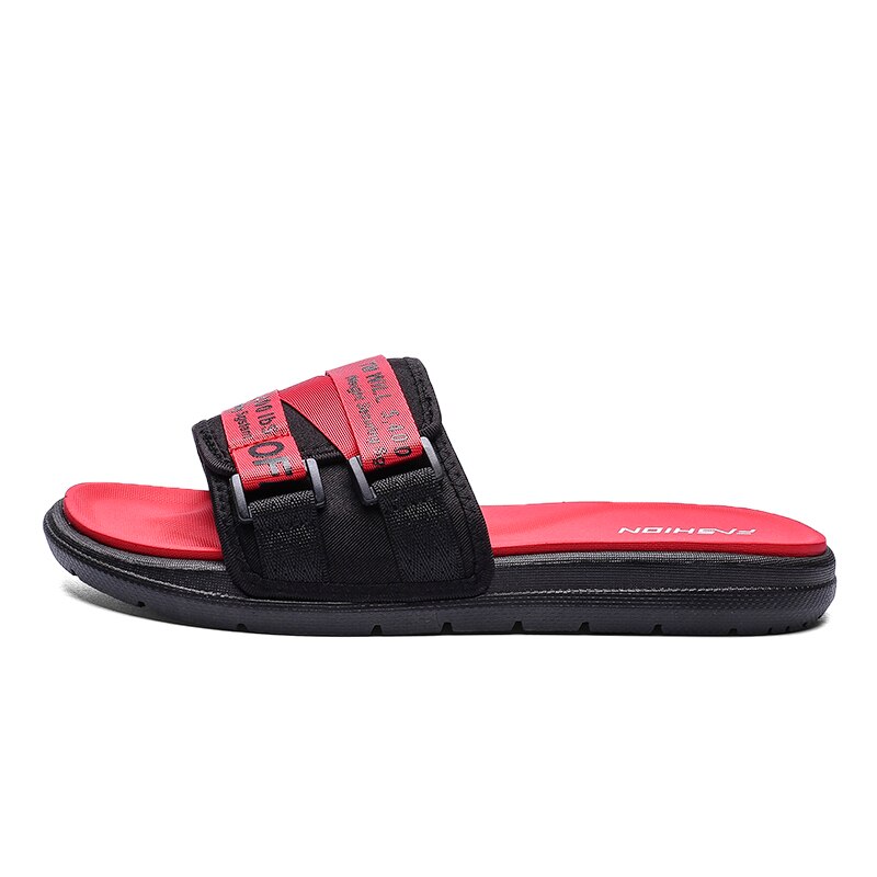 Original män casual tofflor lyxmärke strandtofflor män röd svart hus tofflor herr rum sko man storlek 40-45: Röd / 7