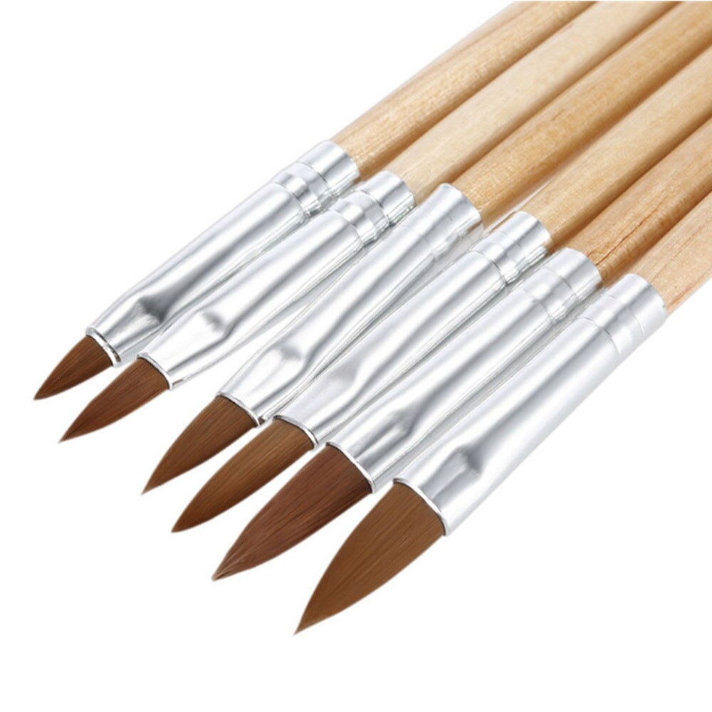 1pc Kolinsky Sable Acrylic Nail Art Brush No. 2/4/6/8/10/12 UV Gel Carving Pen Brushes Liquid Powder DIY Beauty Nail Drawing